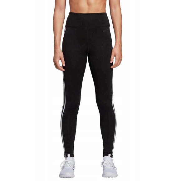 ADIDAS • Designed 2 Move 3-Stripes High Rise Long Tights Leggings Workout Pants - Picture 4 of 9